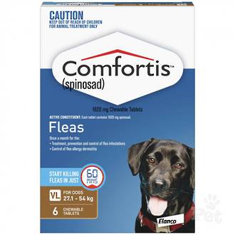 Comfortis Chewable Flea Treatment for XLarge Dogs 27.1kg - 54kg (Brown / 3 chewable)